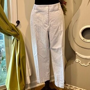 Talbots The Perfect Crop Pants Blue White Pinstripe Straight Leg Size 16P